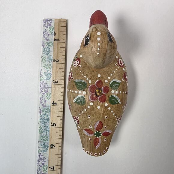 Vintage Wooden Painted Duck Folk Art Country Kitchen flower Design cottagecore - Picture 13 of 15
